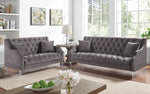 Franceschi Gray Flannelette Tufted Sofa