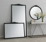 Francine Glossy Black Wood Floor Mirror