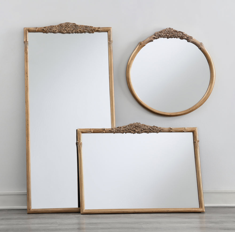 Francine Vintage Gold Wood Floor Mirror – Aetna Stores