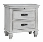 Franco 5-Pc Antique White Wood Queen Panel Bedroom Set