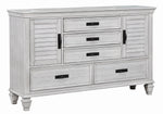 Franco Antique White Wood 5-Drawer Dresser with 2 Doors