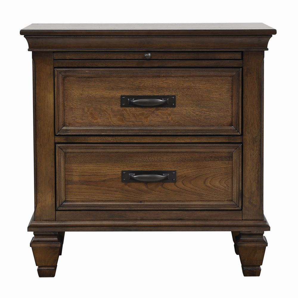 Franco Burnished Oak Wood 2-Drawer Nightstand