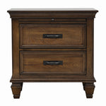 Franco Burnished Oak Wood 2-Drawer Nightstand