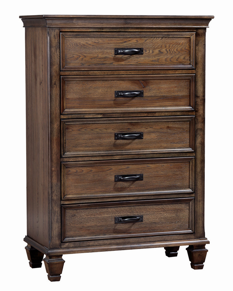 Franco Burnished Oak Wood 5-Drawer Chest