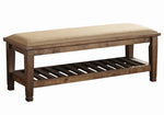 Franco Beige Fabric/Burnished Oak Wood Bench