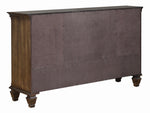 Franco Burnished Oak Wood 5-Drawer Dresser with 2 Doors