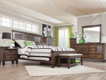 Franco Burnished Oak Wood King Panel Bed