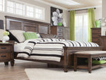 Franco Burnished Oak Wood King Panel Bed