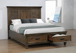 Franco Burnished Oak Wood Queen Storage Bed