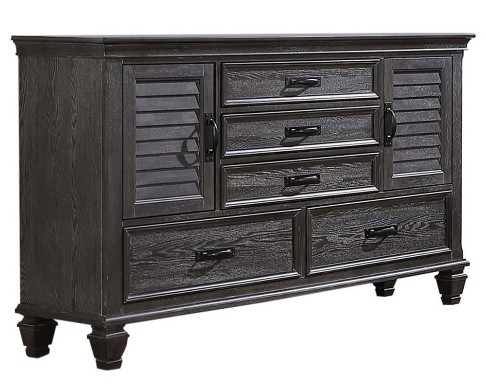 Franco Weathered Sage Wood 5-Drawer Dresser with 2 Doors