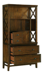 Frazier Park Brown Cherry Wood 3-Drawer Bookcase