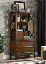 Frazier Park Brown Cherry Wood 3-Drawer Bookcase