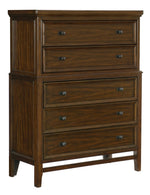 Frazier Park Brown Cherry Wood 5-Drawer Chest