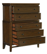 Frazier Park Brown Cherry Wood 5-Drawer Chest