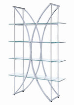 Gabin Clear Glass/Chrome Finish Metal 4-Shelf Bookcase