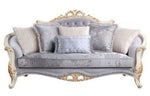 Galelvith Gray Fabric Sofa with Gold Accent Trim (Oversized)