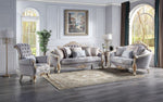 Galelvith Gray Fabric Sofa with Gold Accent Trim (Oversized)