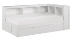 Galen White Twin Bed with Trundle & Bookcase Headboard