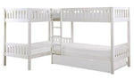 Galen White Wood Corner Twin Bunk Bed with Trundle