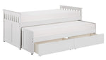 Galen White Wood Twin Bed with Trundle & Storage