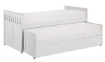 Galen White Wood Twin Bed with Two Trundles