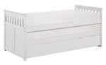 Galen White Wood Twin Bed with Two Trundles