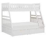 Galen White Wood Twin/Full Bunk Bed with Storage