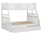 Galen White Wood Twin/Full Bunk Bed with Storage