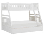 Galen White Wood Twin/Full Bunk Bed with Twin Trundle