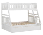 Galen White Wood Twin/Full Bunk Bed with Twin Trundle