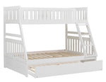 Galen White Wood Twin/Full Bunk Bed with Twin Trundle