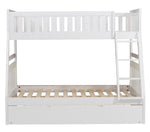 Galen White Wood Twin/Full Bunk Bed with Twin Trundle