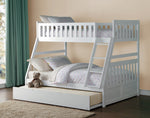 Galen White Wood Twin/Full Bunk Bed with Twin Trundle