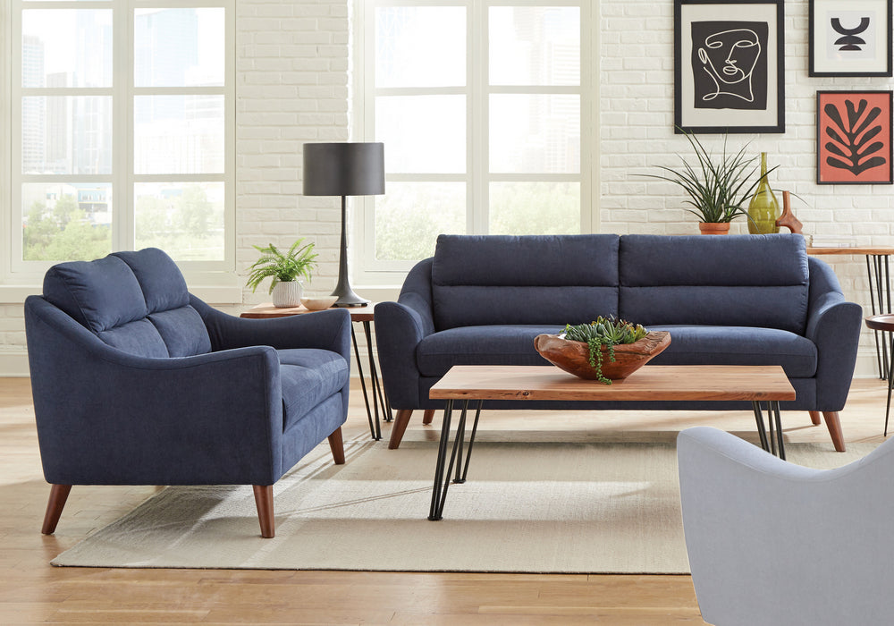 Gano 2-Pc Navy Blue Woven Fabric Sofa Set