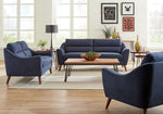 Gano 3-Pc Navy Blue Woven Fabric Sofa Set