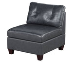 Gargi Black Leather Modular Sectional with Ottoman