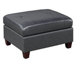 Gargi Black Leather Modular Sectional with Ottoman