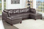 Gargi Dark Coffee Leather Modular Sectional with Ottomans