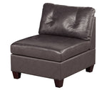 Gargi Dark Coffee Leather Modular Sectional with Ottomans