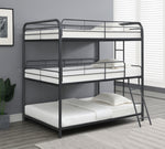 Garner Gunmetal Finish Steel Full Triple Bunk Bed