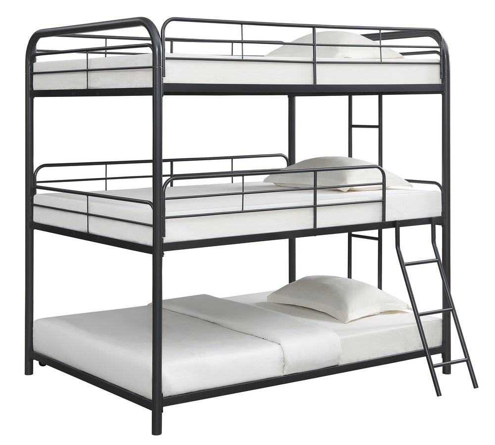 Garner Gunmetal Finish Steel Full Triple Bunk Bed