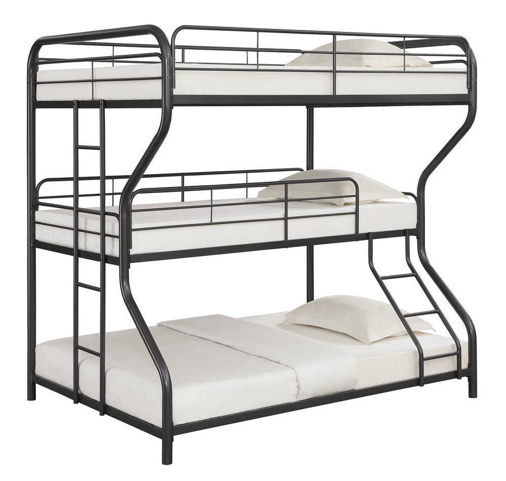 Garner Gunmetal Finish Steel Full/Twin/Full Triple Bunk Bed