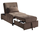 Garrell Brown Velvet Fabric Bench with Pull-Out Bed