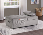 Garrell Brownish Gray Velvet Bench with Pull-Out Bed