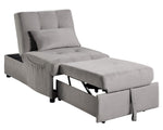 Garrell Brownish Gray Velvet Bench with Pull-Out Bed