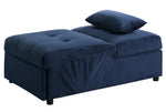 Garrell Dark Blue Velvet Fabric Bench with Pull-Out Bed