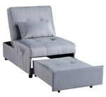 Garrell Gray Velvet Fabric Bench with Pull-Out Bed