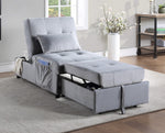 Garrell Gray Velvet Fabric Bench with Pull-Out Bed