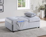 Garrell Gray Velvet Fabric Bench with Pull-Out Bed