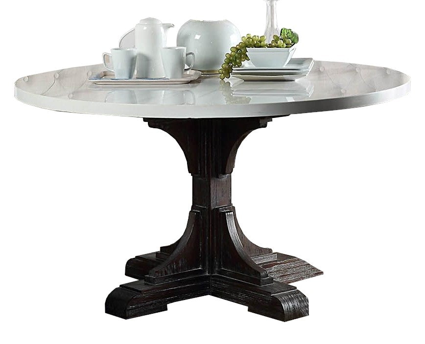 Gerardo White Marble/Weathered Espresso Dining Table